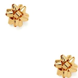 Kate Spade Bourgeois Bow Gold Stud Earrings w KS Jewelry Bag